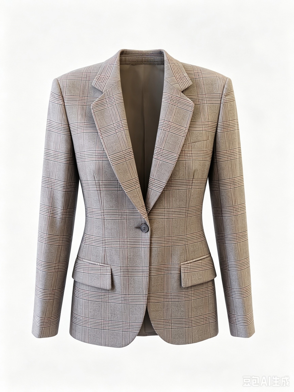 Chloé  Classic Plaid Single-Button Women's Blazer - Taupe